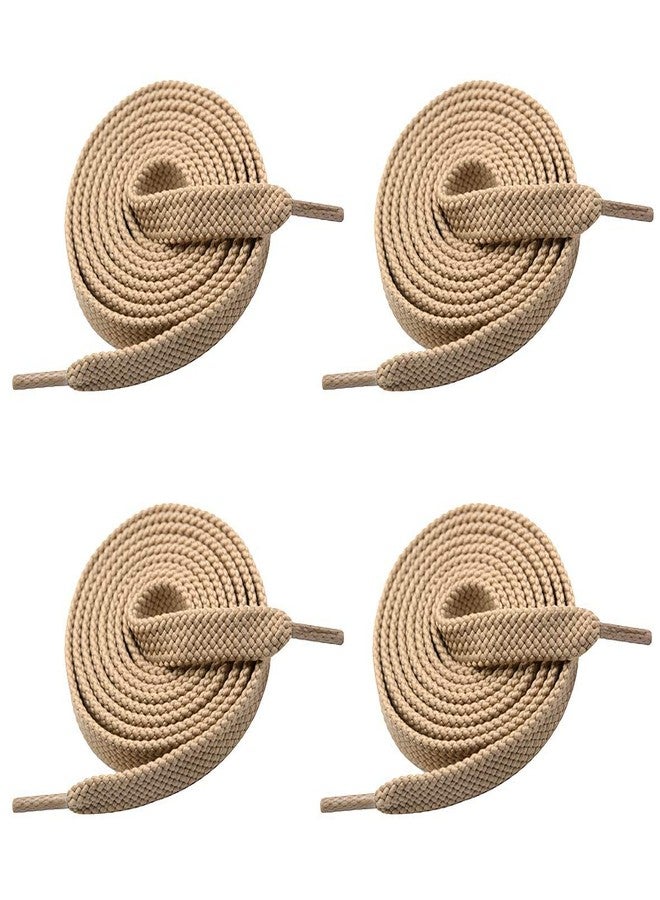 VSUDO Upgrade 43" Double Layer Weave Flat Shoelaces, 5/16" Wide Flat Shoe Laces for Adults & Kids Sneakers or Athletic Shoes [2 Pairs-Tan-110CM] - Image 1